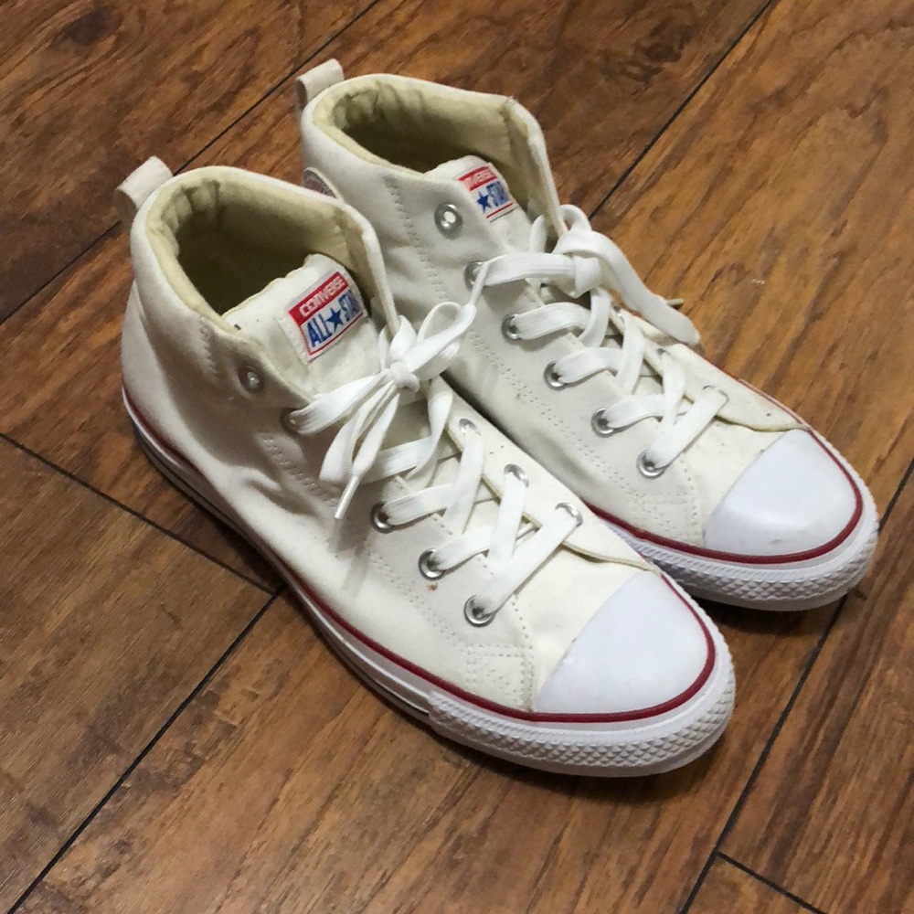 White converse mid height